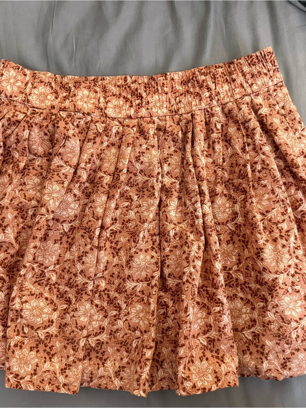American Eagle Outfitters Rust Floral Smocked Waist Skirt